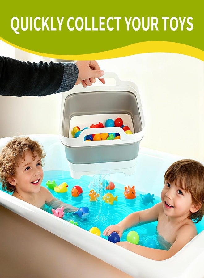 EazziSwitch Bath Toy Storage Basket Bin: Collapsible Bathtub Toys Holder Bucket & Portable Bathroom Shower Caddy Organizer - Multiuse Foldable Wash Basin Sink with Drain Plug, Handle & Drying Mat for Dish Tub - Image 3